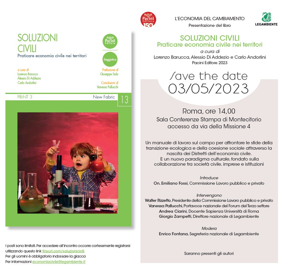 Save the date: Conferenza su #Soluzionicivili: le sfide della #transizioneecologica e #coesionesociale per i Distretti dell'economia civile con <a href="/Legambiente/">Legambiente</a> <a href="/emifossi/">Emiliano Fossi</a> Vanessa Pallucchi <a href="/w_rizzetto/">Walter Rizzetto</a> @GiorgioZampetti @lorenzobarucca1 Alessio Di Addezio