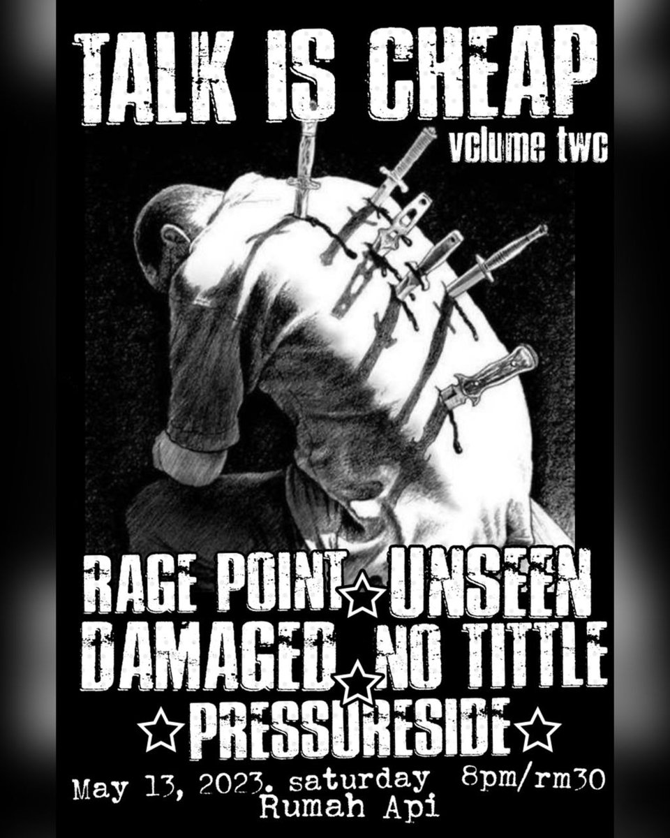 Jenn_Thompson's tweet photo. #ONGROUND LIVE : TALK IS CHEAP Vol.2
ft. #RagePoint @unseenhc @damagedcult #NoTittle @pressuresidehc
at @RumahApi2 #KL
SATURDAY May13 8pm
TICS : AtTheDoor
RUMAH API PATREON MEMBERSHIP : https://t.co/zyTFSTueZ1 https://t.co/WAKvWHdZED