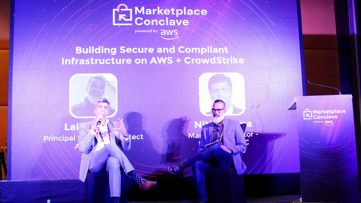 mpconclave's tweet photo. Nitin Varma, Managing Director - India &amp; SAARC, CrowdStrike in conversation with Lalit Kumar, Principal Security Architect, AWS India on "Building Secure and Compliant Infrastructure on AWS and Crowdstrike" 

#marketplaceconclave2023 #awsmarketplace https://t.co/Yg9JxQcV6P