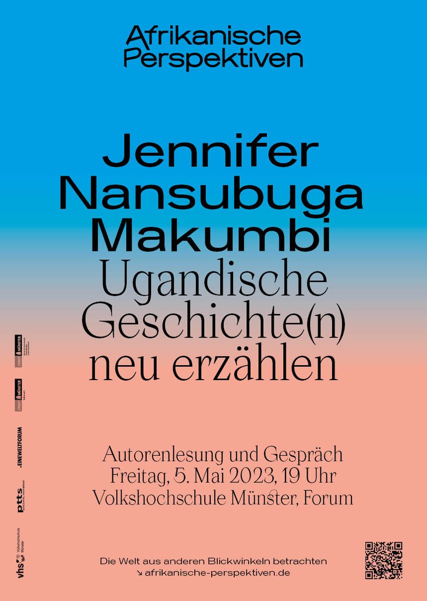 PTTS_Muenster's tweet photo. Retelling Ugandan History(s): Reading and discussion with author Jennifer Makumbi on May 5  in #Münster! 

Tickets and more info here: https://t.co/R32ViBWOIt https://t.co/q2O1GrlDcV