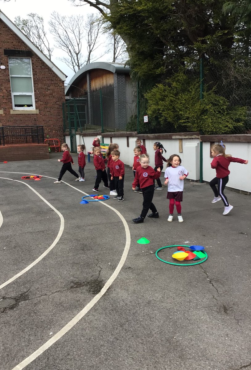 StBedeSacriston's tweet photo. Class 1 have had a great start to the day taking part in our intra school sports event. We competed in our house teams and showed some great skills as well as having lots of fun! Thanks to Mr Smith and Mr Hill for helping us. #shinebrightly https://t.co/E3cNAIxWtX