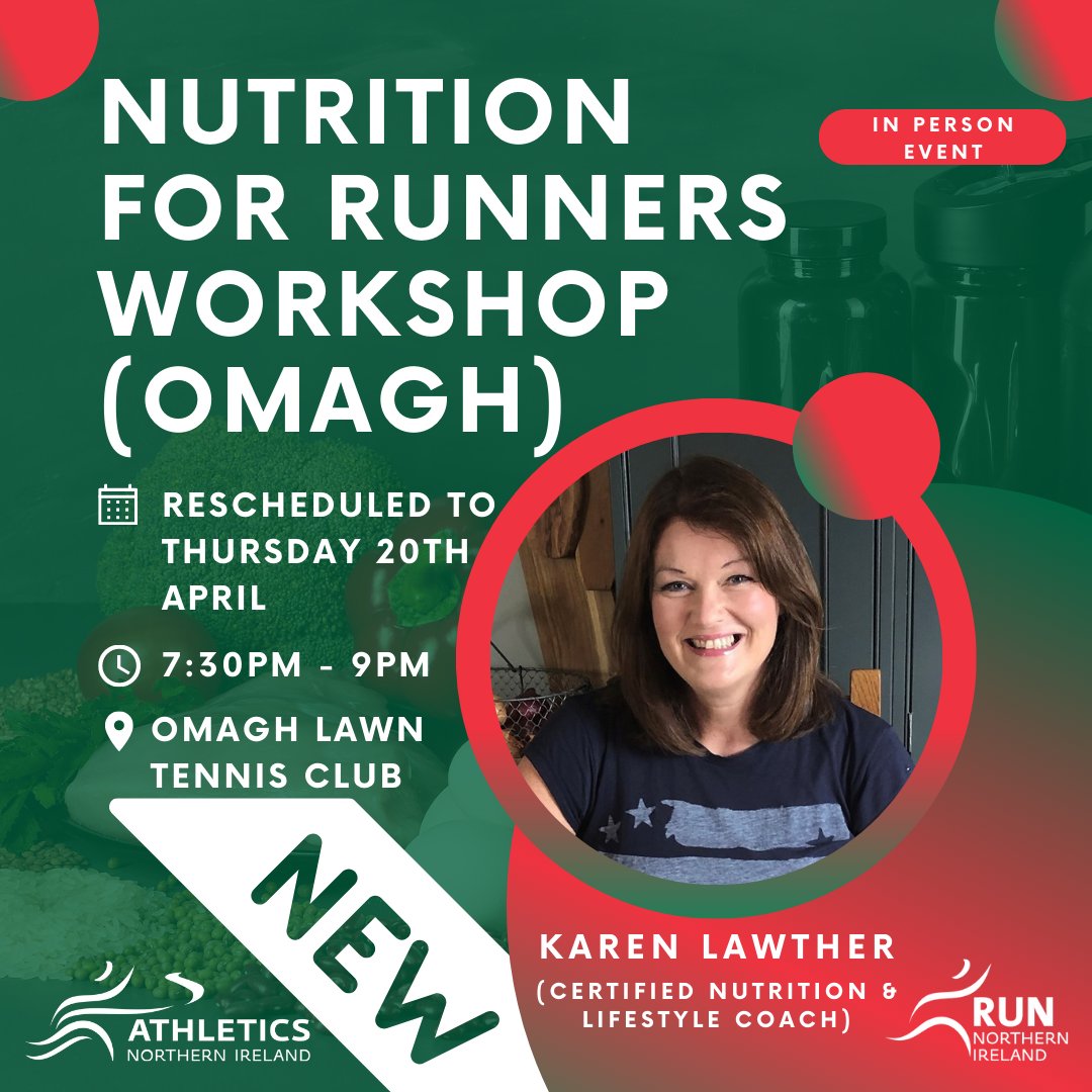 RunNI2020's tweet image. 📢Nutrition for Runners Workshop (Omagh)📢

Last chance to sign up for our Nutrition for Runners Workshop in Omagh is tomorrow evening.

Registration for the event closes at 5pm today! 

Book your place👇
runni.org/latest-blogs/n…

#RunNIWorkshop #Nutrition #Running 
@AthleticsNI