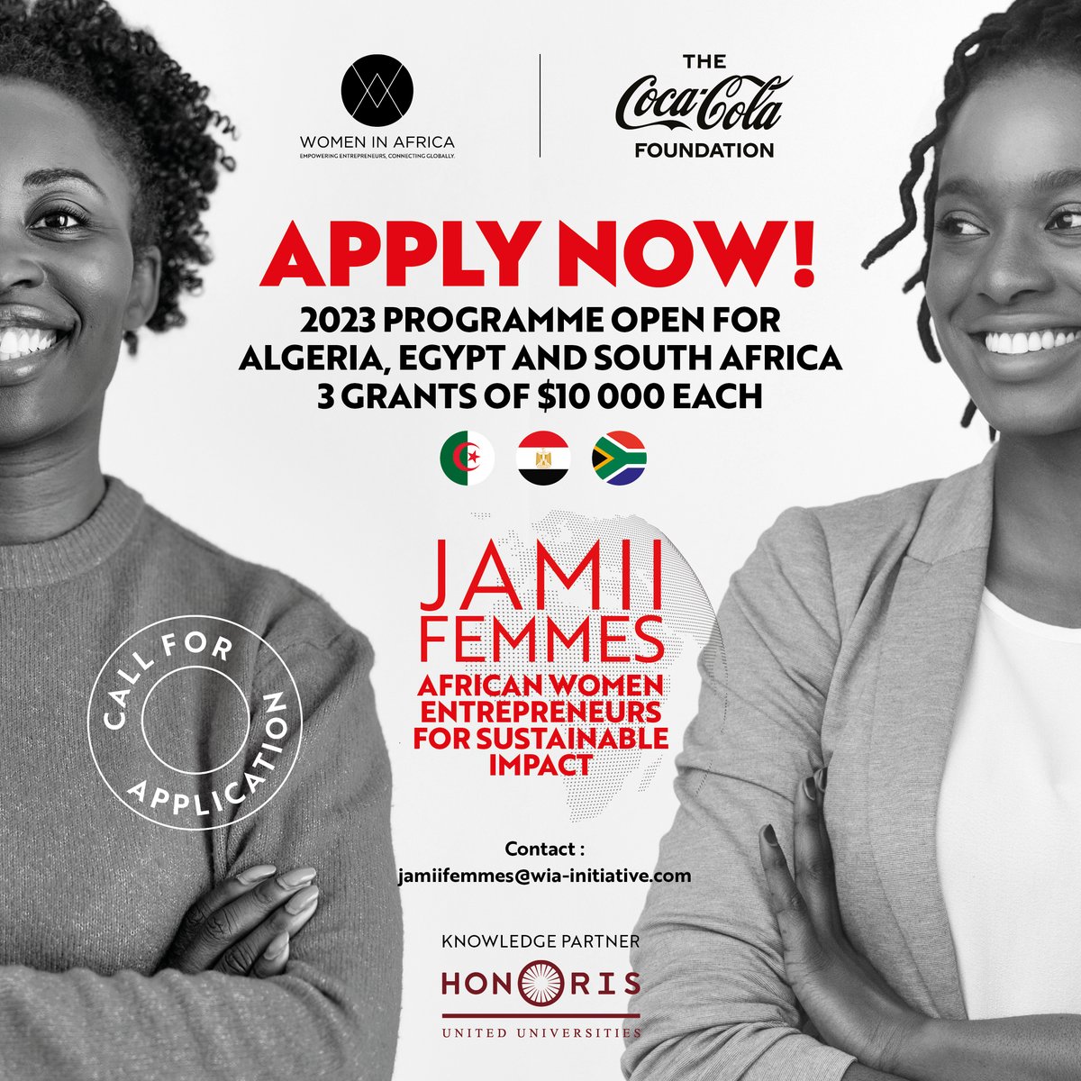 WIAPhilanthropy's tweet photo. 📢The call for applications for the #JAMIIFemmes program is open in #Algeria, #Egypt and #SouthAfrica! 🇩🇿🇪🇬🇿🇦For this 2nd edition, the program will select 7,000 women from 3 countries to equip them with skills through @HonorisUni Certificate. APPLY NOW ➡️https://t.co/m05sLqShUp https://t.co/esZLMtgWyL