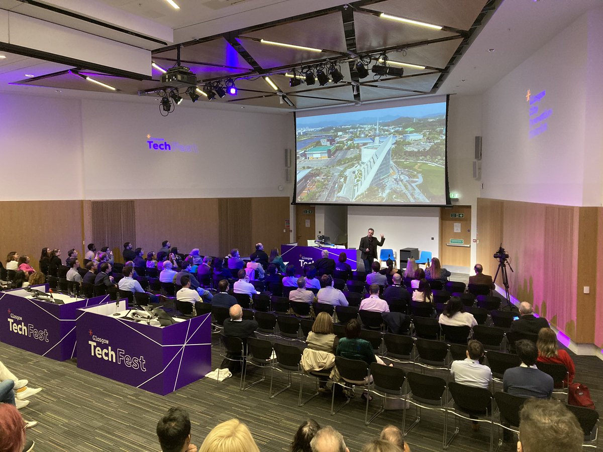 Great start to #GlasgowTechFest getting an entertaining whistle stop tour of innovation from <a href="/spenley/">Spencer Kelly</a> 

It’s been a busy morning at the <a href="/MyCustomerLens/">My Customer Lens | always-on client listening</a> stand too - come and see us in the break