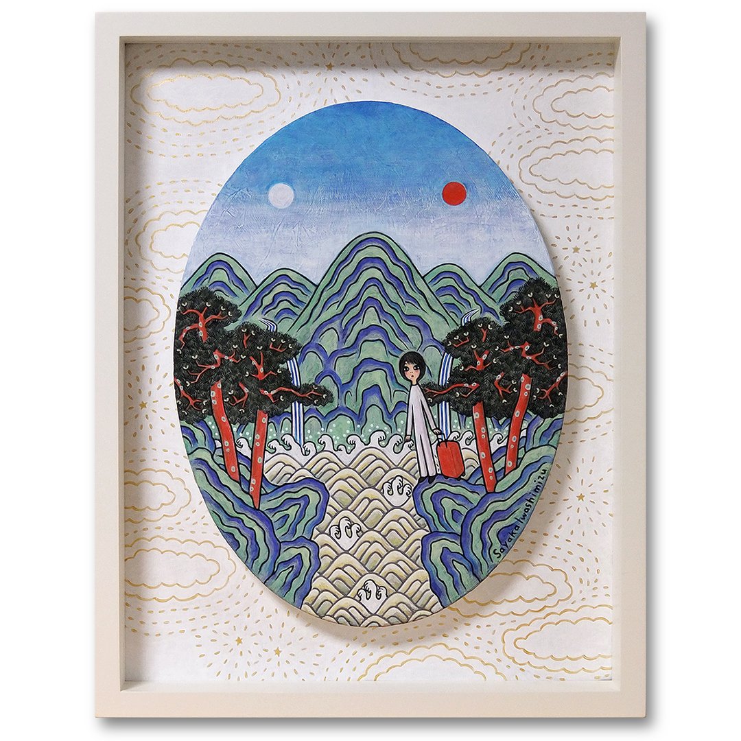 過去の絵 「#旅の思い出」 韓国での個展のときに博物館で見た「日月