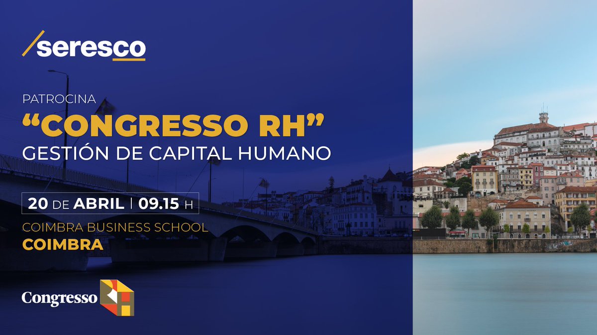 seresco's tweet photo. ¡Mañana nos vemos! 🗓️20 abril @serescopt, filial de @seresco en #Portugal, patrocina el #CongressoRH, organizado por #EditoraRH junto a #CoimbraBusinessSchool #ISCAC en #Coimbra

➡️ https://t.co/TsHJYA5BUA https://t.co/wftW9Eo18J