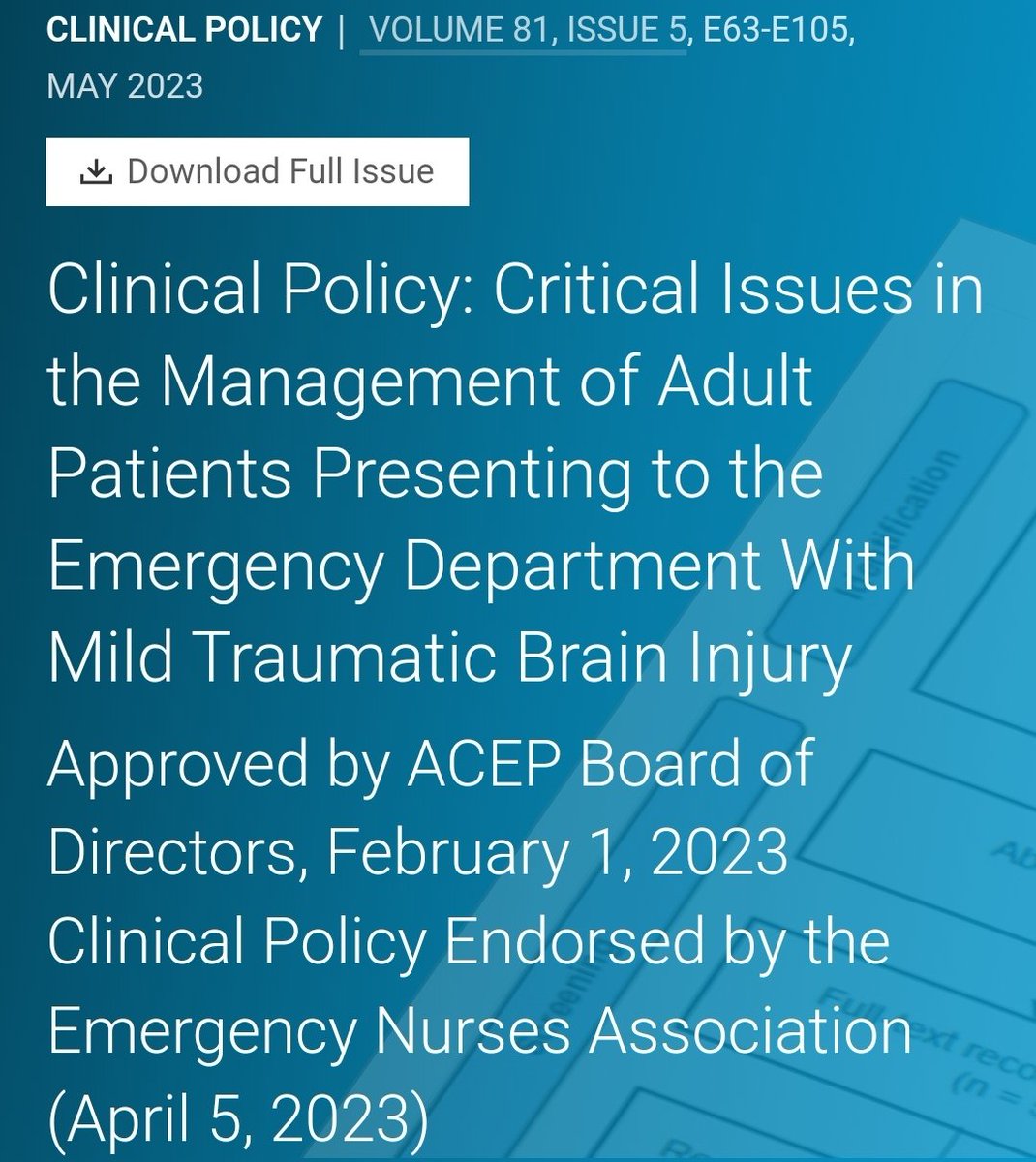 𝗥𝗲𝘀𝘂𝘀𝗠𝗲𝗱 on Twitter "RT armyemdoc ACEP clinical policy on mTBI 🧠 Use