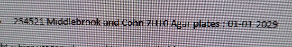 We were just told that Middlebrook 7H10 plates will be available again in 2029 🤔 (7H11 is no longer offered). Always nice if you run a #tuberculosis and #ntm #diagnostics #microbiology #laboratory What is happening <a href="/BDBiosciences/">BD Biosciences</a>?