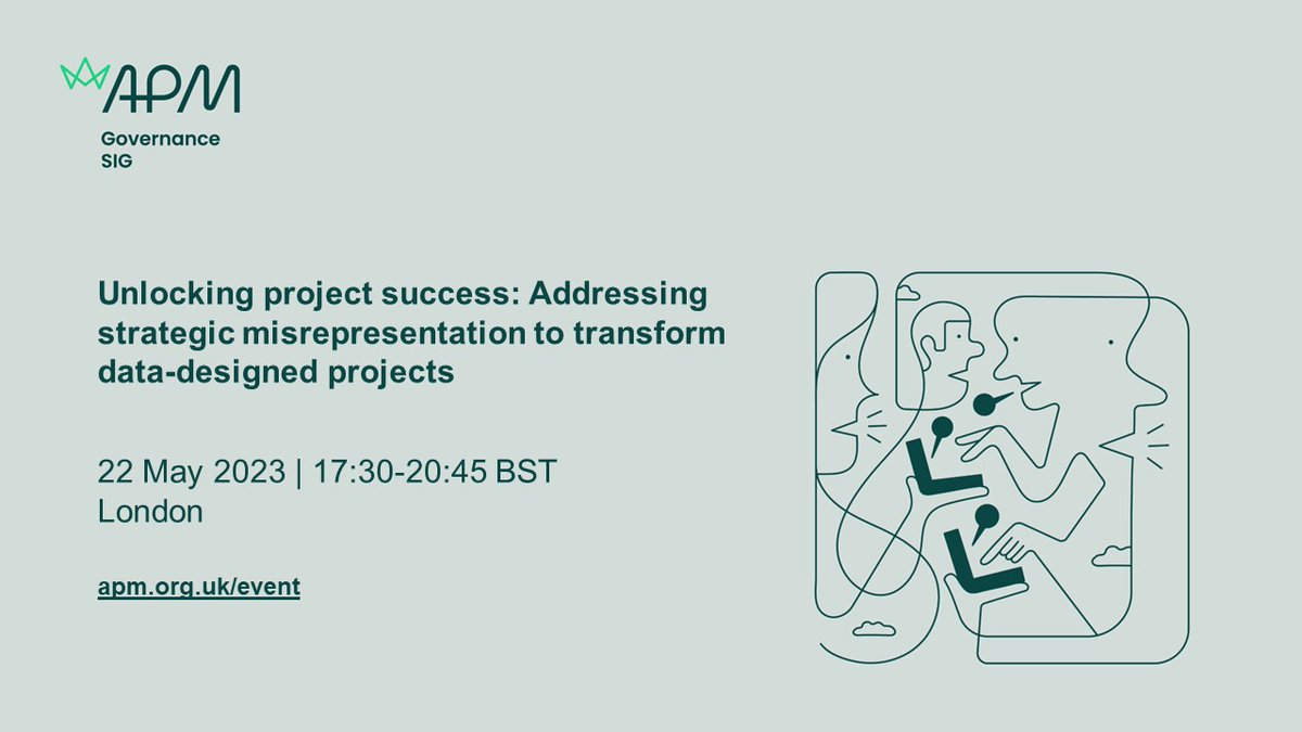 APMEvents's tweet photo. Transformative success rates: Imagining successful data designed projects, Addressing #StrategicMisrepresentation Your input is needed for this panel discussion https://t.co/I41YjG2ff4 22May London #apmgovernance #apmchange #APMLondon #pmot #apmweb https://t.co/qfH47jlhw7