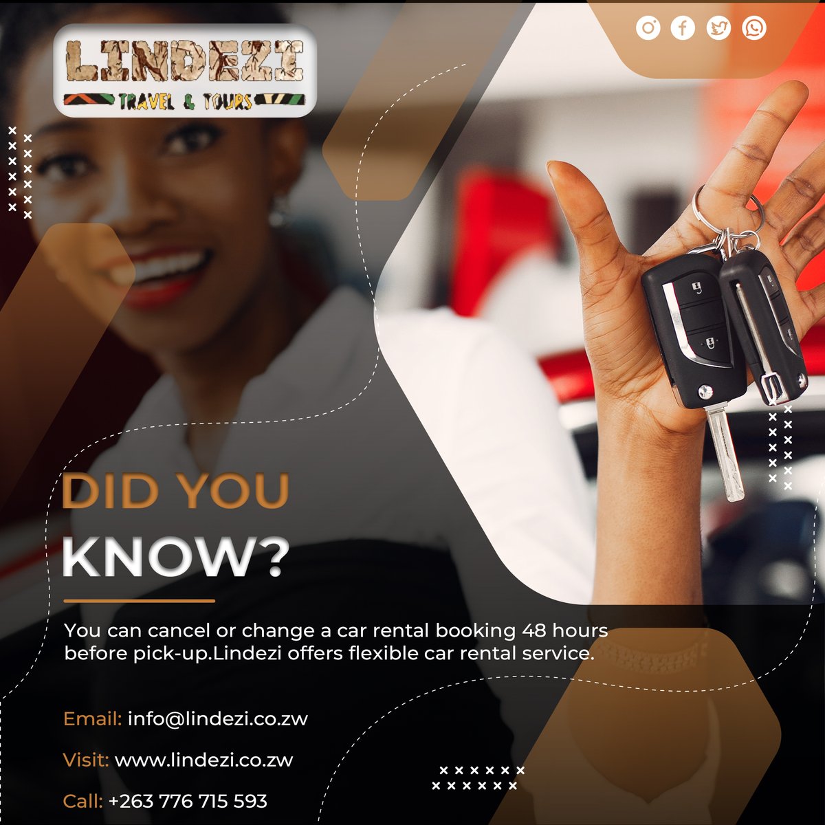lindezi's tweet photo. It’s never too late with us, we are just a call away. Contact us on +263776 715 593 or visit us at 31 Airport Road Hatfield, Harare  &amp; book your ride for the #ZITF2023

#ZITF2023 #roadtrip #ready #Bulawayo #innovation  #businesses #showcase #success #zim #tourism  #excellence https://t.co/t6juJwzxc3