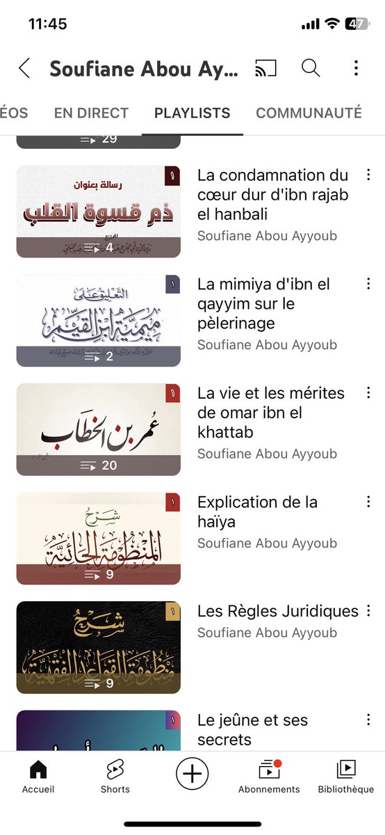 AbuZayd93's tweet photo. En défense au frère Sofyane Abou Ayyoub, beaucoup l'ont dénigré suites à sa video sur le métissage.

Par Allah je ne connais pas une chaine francophone autant qualitatives que la sienne. Ses playlist sont l'équivalent de s'inscrire dans un instituts islamique sauf que vous avez tout GRATUIT ET ACCESSIBLE

Pour beaucoup d'entre vous, vous n'avez jamais étudier un livre entier car souvent c'est des playlist de 20h et les gens preferent 2mns sous fond de Nasheed pour sortir leurs larmes de crocodiles.

wAllah la grande majoriter vous ne ferez jamais 1% de ce que le frere a fait pour la communauté, vous êtes ingrats envers vos Imam et bcp méritent donc l'humiliation d'être des ignorants.

Playlist Fiqh Hanbali:
Kifayat Abid + Umdat Talib et il va faire Zaad Mustaqna'

Qui pour se taper 150h de cours de Fiqh et c'est que la moitier?!

Playlist Aqida:
La Wassitiya, Ussool Sunna Imam Ahmed

Qui pour regarder 50h de cours sur la croyance des salafs?!

Playlist histoire:
Sira, Califes etc

Qui pour se taper 25h par biographies pour apprendre qui sont les meilleurs des hommes?!

Et je n'ai citer que 5% ou moins de son travail !

Generation perdu biberoné a l'Islam swag fastfood !