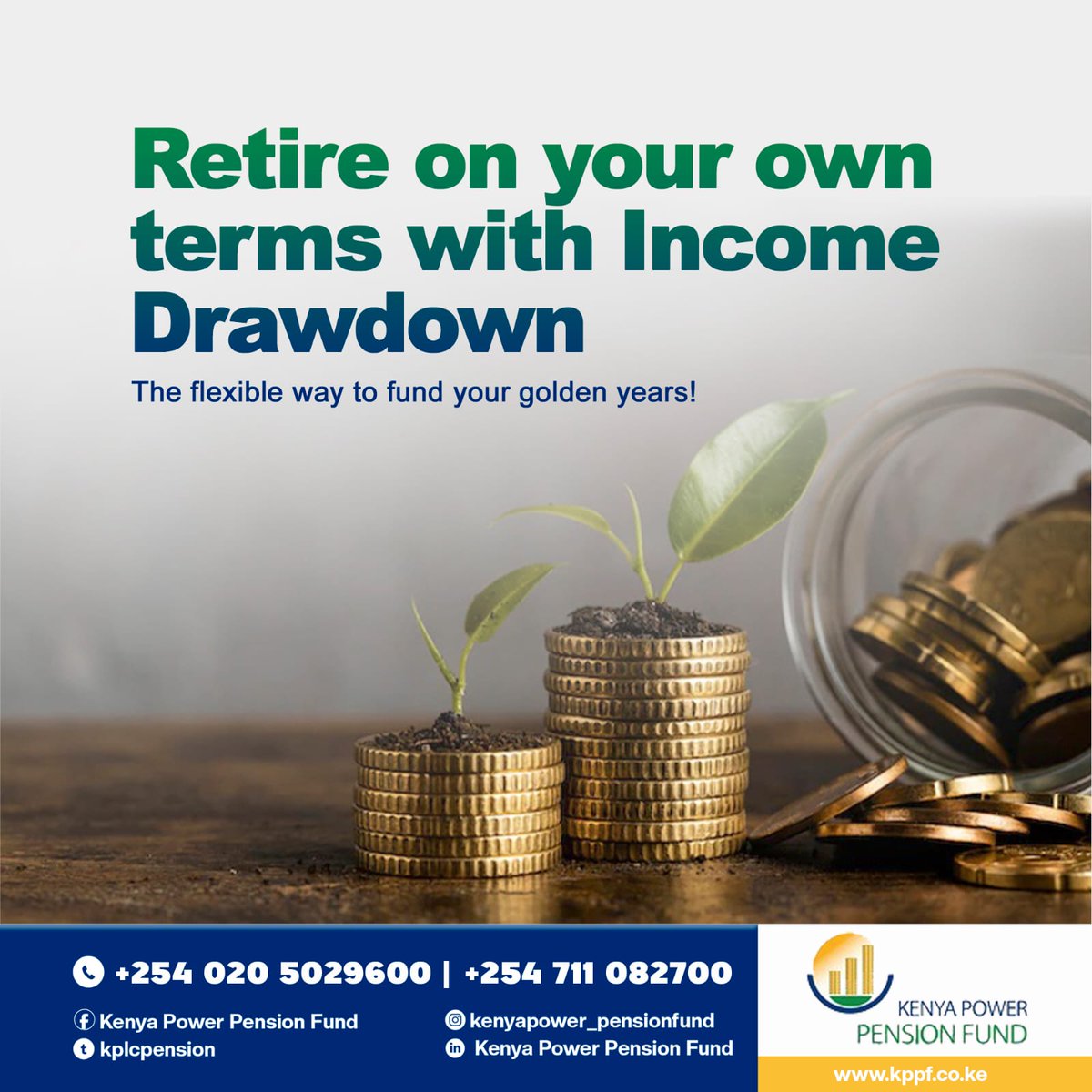 kplcpension's tweet photo. Income Drawdown Fund gives pensioners an alternative to annuities, where the retiree is able to draw down on their pension while their residual is still being invested.
#IncomeDrawdown #IDD #Retirement #RetirementBenefits #KenyaPower #Pensions #Pension #PensionSchemes https://t.co/LpkKElDHgd