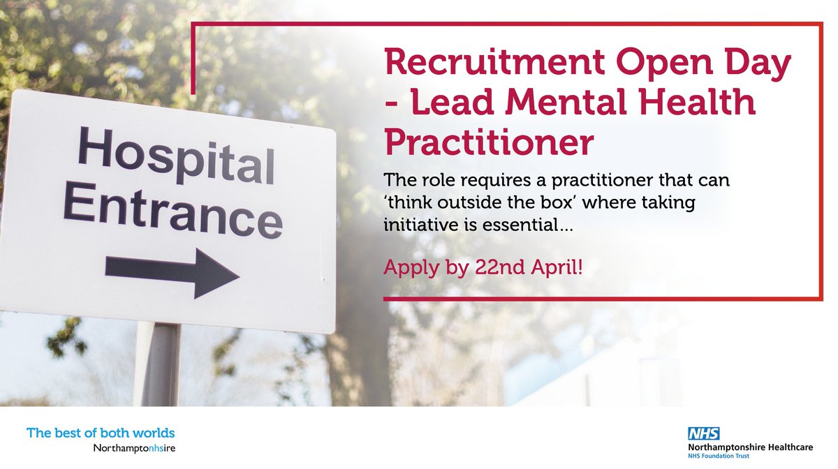 Best of Both Worlds (@bobworldsnn) on Twitter photo Calling all mental health professionals! <a href="/NHFTNHS/">Northants Healthcare</a> are holding Recruitment Open Day for Lead Mental Health Practitioners on Saturday 22nd April ! Don't miss out - zurl.co/DZUQ #TeamNHFT #NHS #Careers Calling all mental health professionals! <a href="/NHFTNHS/">Northants Healthcare</a> are holding Recruitment Open Day for Lead Mental Health Practitioners on Saturday 22nd April ! Don't miss out - zurl.co/DZUQ #TeamNHFT #NHS #Careers