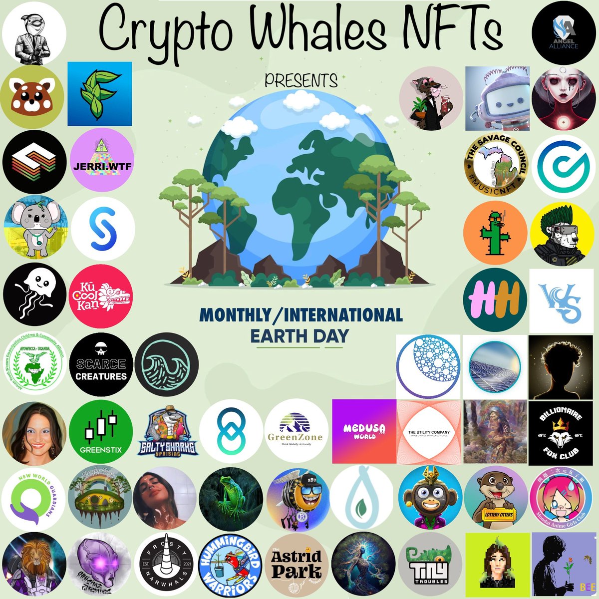 Let's go web3! In a couple days it's #MonthlyEarthDay / #EarthDay. This month we grew to over 50 projects joining together to create positive impact! 🤯

<a href="/AngelAlliance/">AngelAlliance</a> <a href="/HouseofPanther/">House of Panther 🐆 Public Mint LIVE NOW 🐆💫</a> <a href="/ForestHeroClub/">Forest Hero Club</a> <a href="/chatafisha/">CHATAFISHA</a> <a href="/hazelclimateapp/">Hazel | Mobile Game That Helps the Climate</a> <a href="/litter_token/">Litter Token ($LTK) 🌱</a>👇🏼👇🏼

Boost that algorithm!

✌🏻💜🐳