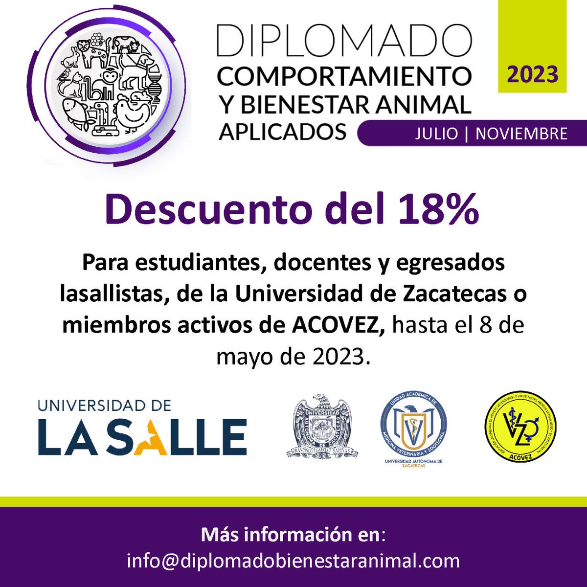 DiplomadoAnimal's tweet photo. ¡Feliz miércoles para todos!
Aparta tu cupo aquí: https://t.co/oomL6Rcgzx y se parte de nuestro diplomado en su versión 2023.😻
#bienestaranimal #Unisalle #UAZ #Acovez #Bioethos #accbal https://t.co/GhNemKeH2p