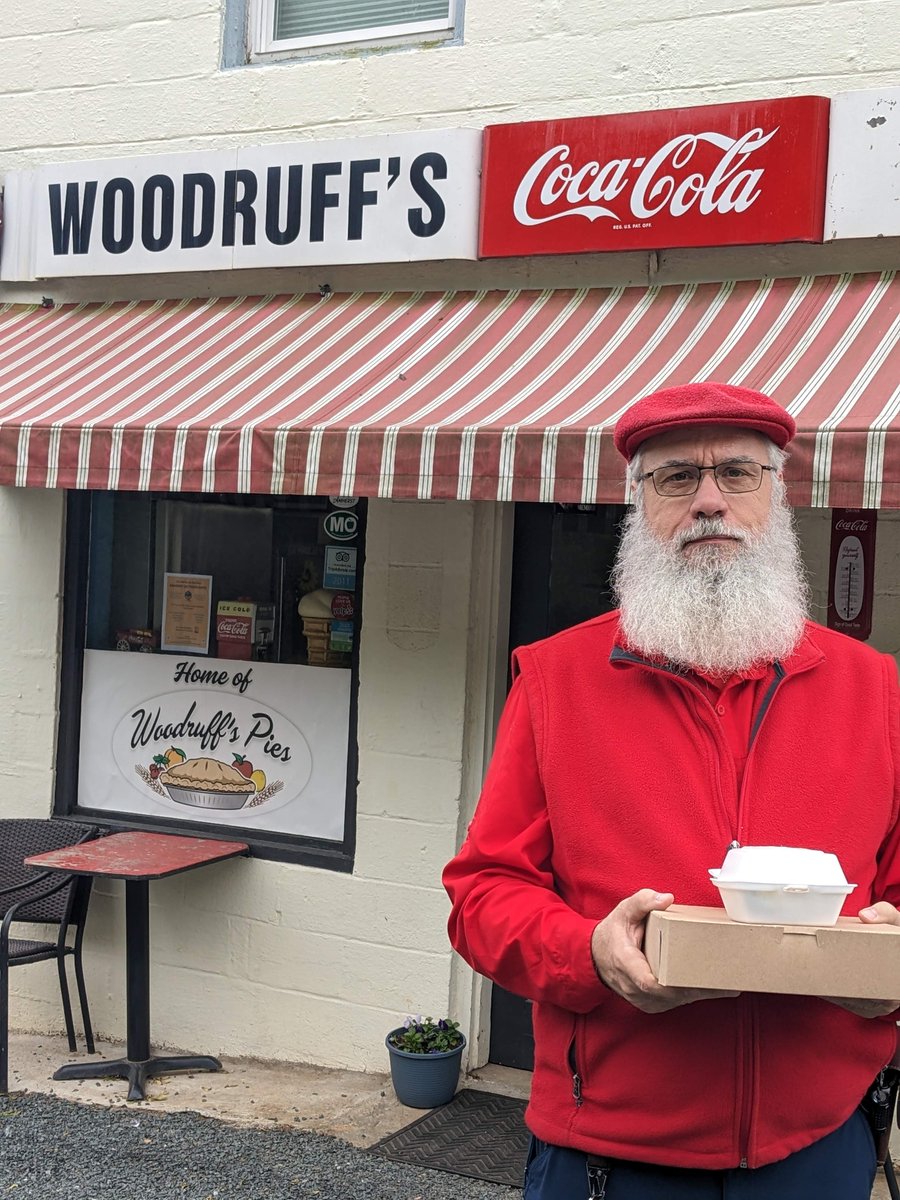 On the advice of a good friend, we drove to Woodruffs Pie Shop on Elon Road in Monroe, VA. We purchased a pecan pie, a slice of coconut and peanut butter pie. The shop has been around a long time and has a rich history and the pies are delicous. #santalovescamping
