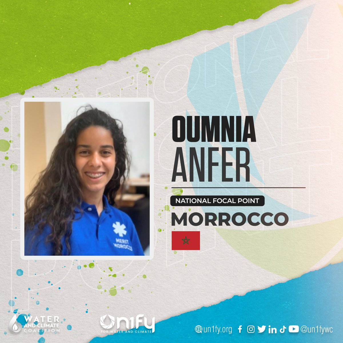 un1fywc's tweet image. Introducing our National Focal Points for Morocco, Oumnia Anfer and Jihane El Ghiati.

Are you from Morocco and willing to advocate for water and climate? You can reach them via email at morocco@un1fy.org

#un2023waterconference #wateraction  #youthadvocates #un1fy #un1fywc