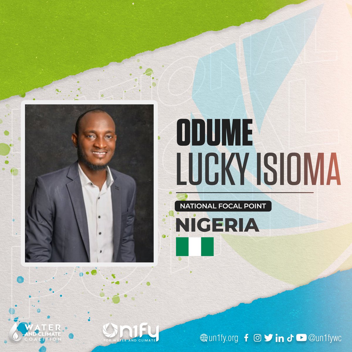 Introducing our National Focal Points for Nigeria, Abdullahi Ahmad Tom and Lucky Isioma Odume. Are you from Nigeria and willing to advocate for water and climate? You can reach them via email at nigeria@un1fy.org #un2023waterconference #WaterAction  #un1fy #un1fywc