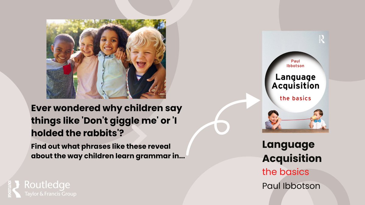 RoutledgePsych's tweet photo. What do these phrases tell us about the way children learn grammar?
Find out the answer to this and other must-know questions in #ChildLanguageDevelopment in this fantastic new publication by Paul Ibbotson
📍 https://t.co/B6t0Q6ejvx
@OpenUniversity @OU_WELS @OU_ECYS @OU_LAL https://t.co/BbvzLle9hZ