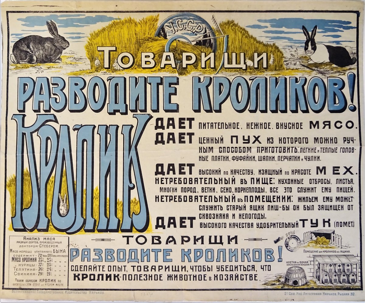 I am glad to join the challenge!
Currently, I conduct a project on human health, scientific knowledge, and the biopolitics of meat in the Russian empire and early Soviet Union.

📷Poster is from Kharkiv, 1933
<a href="/JohannaConterio/">Johanna Conterio</a> 
@tschebotarow