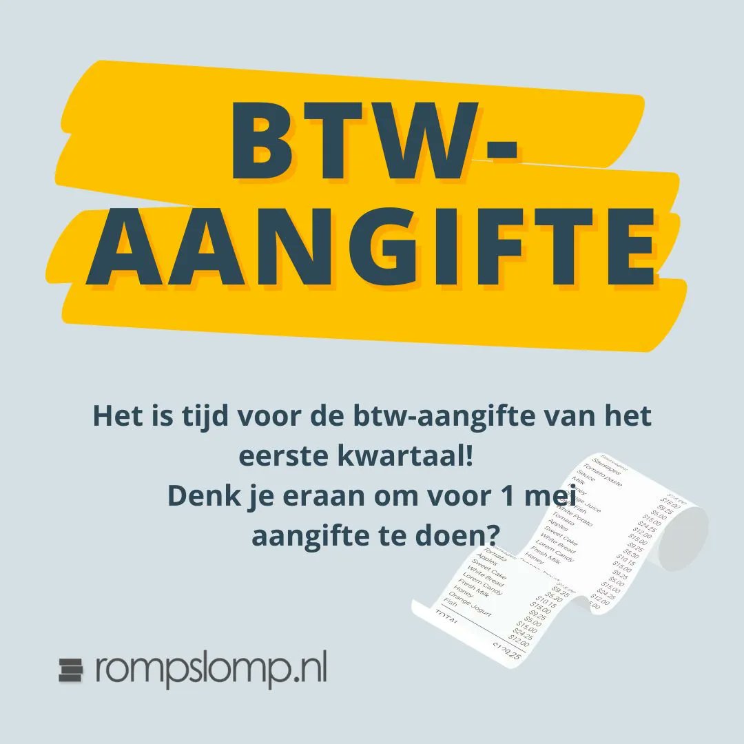 Het is tijd voor de btw-aangifte van het eerste kwartaal! ⏰ Vergeet je niet voor 1 mei aangifte te doen? #startendeondernemer #btwaangifte #boekhouden #belastingdienst