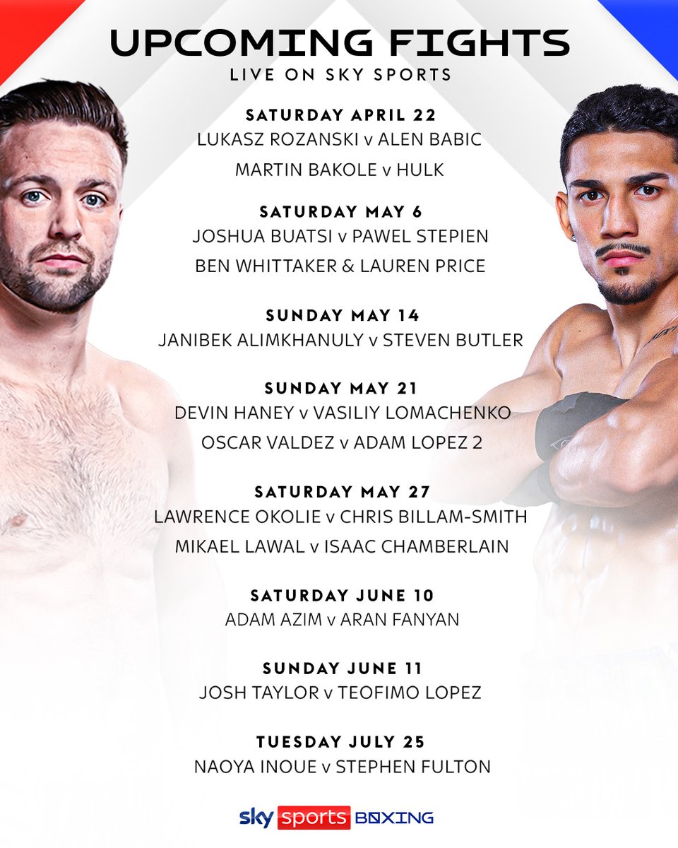 SkySportsBoxing's tweet photo. Save the dates! 📅🔥 https://t.co/sdwpVhVdPb