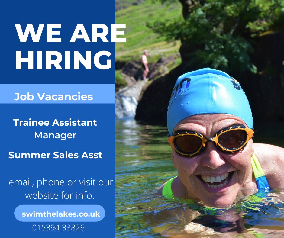 Come and be a part of team Swim the Lakes
Find out more via our website:
swimthelakes.co.uk/work-for-us/
#vacancies 
#Jobs 
#LakeDistrict 
#openwaterswimming
#wildswimming