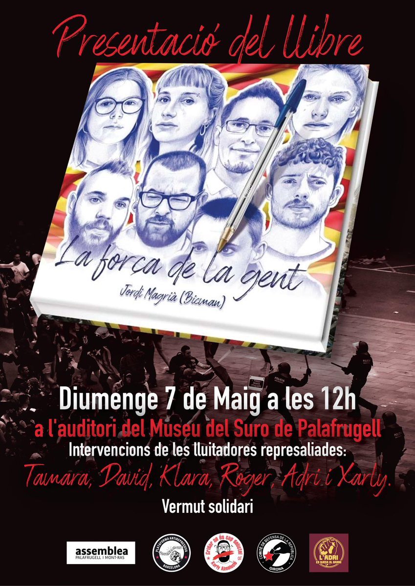 CDRCatOficial: RT <a href="/antirepreBCN/">Plataforma Antirepressiva de Barcelona #PAB</a>: 🗣️ El proper 7 de maig serem a l'Empordà acompanyant a en <a href="/XarlyRF/">Xarly</a> i diverses represaliades.

👉 Tindrem l'oportunitat de conèixer de primera mà com afronten la repressió de l'estat i dels seus gestors autonomistes de …