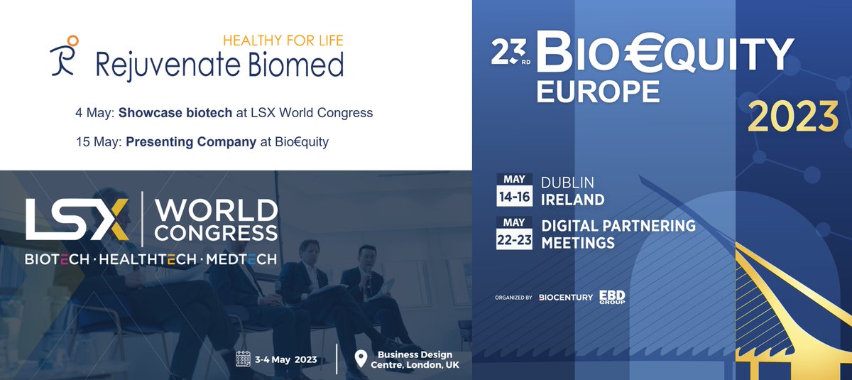 Rejuven8Biomed's tweet photo. During the conclusion of RJx-01 Phase 1b trial, we will proudly present assets and investment opportunities at #LSX world Congress and #BioEquity. Now available for meeting requests in the #partnering systems. @LSXLeaders @BioCentury #biotech #seriesC #fundraising #outlicensing https://t.co/TmPKXaZRYK