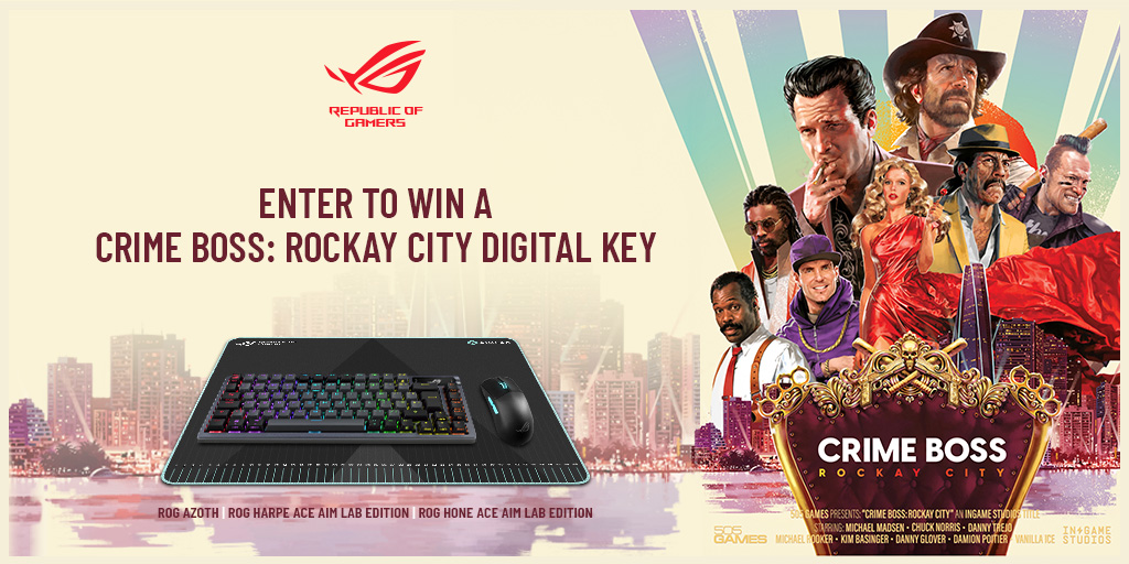 GrandadGaming_'s tweet image. Thanks @ASUS_ROGUK @CrimeBossGame I have 4 EPIC keys for new game Crime Boss Rockay City (£39.99) to give away.
Giving away TWO here and TWO on stream
💜Like 🔄Retweet
Draw is Sat 22nd from 8pm whilst playing the game. 
No req to be in stream for twitter comp.
#ROGxCrimeBoss