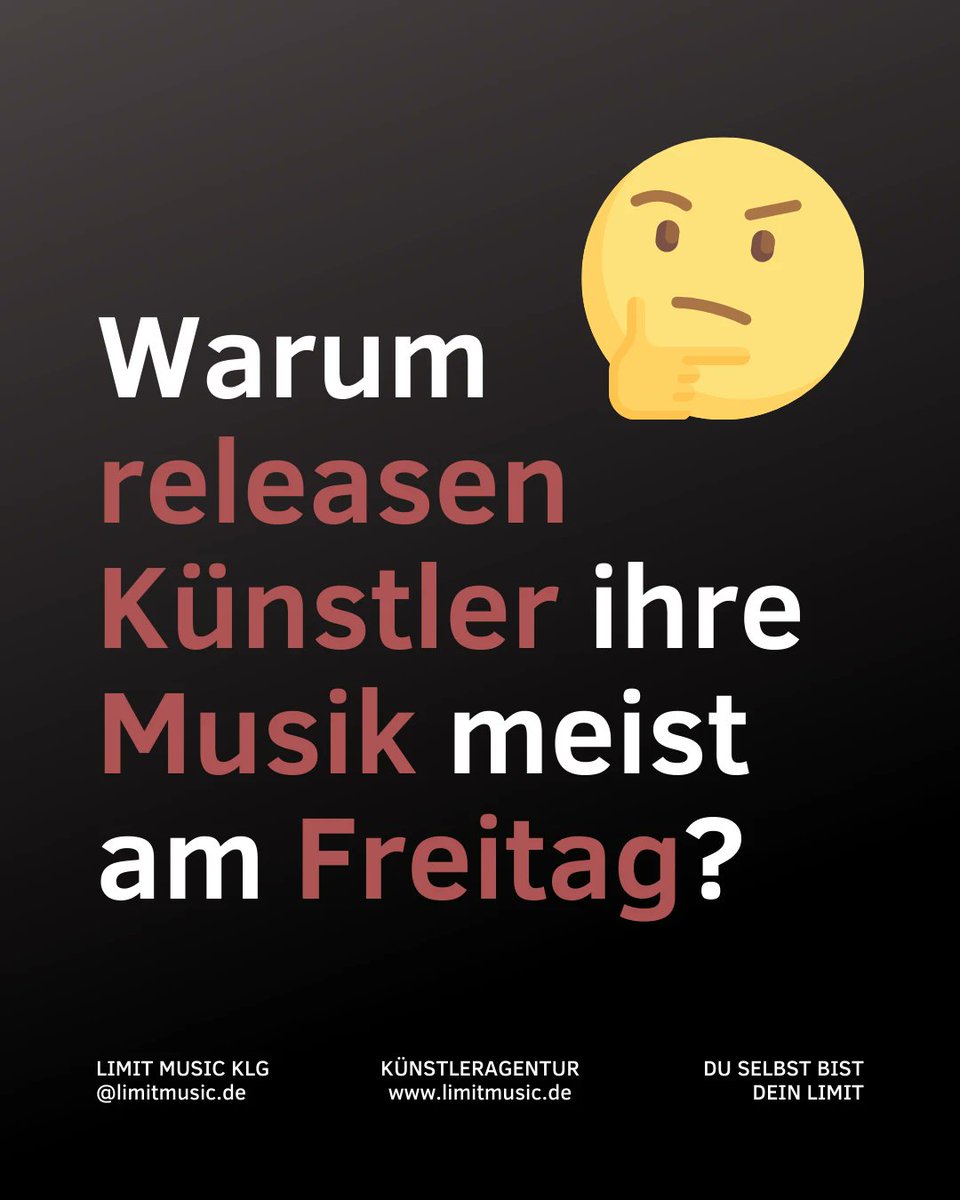 LIMIT_MUSIC_KLG's tweet photo. Die Musikindustrie dreht sich um den Freitag ❗️

Finde heraus, warum Künstler auf der ganzen Welt sich für einen Freitags-Release entscheiden.

Viel Spaß beim Lesen!
- Serena von @limitmusic.de

#releasefriday #neuemusik #musikindustrie #newrelease
#rapmusik #popmusik #deutschrap https://t.co/BTfmNln6rE