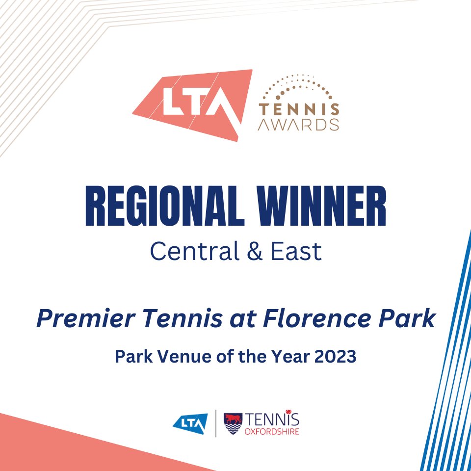 TennisOxford's tweet photo. Premier Tennis at Florence Park and Oxford University LTC named as Central &amp; East Regional Winners!

https://t.co/W2oNNLtJYC

#ltaawards @the_LTA @BBCOxford @premiertennisox @OULTC1879 https://t.co/5emhEirwMY