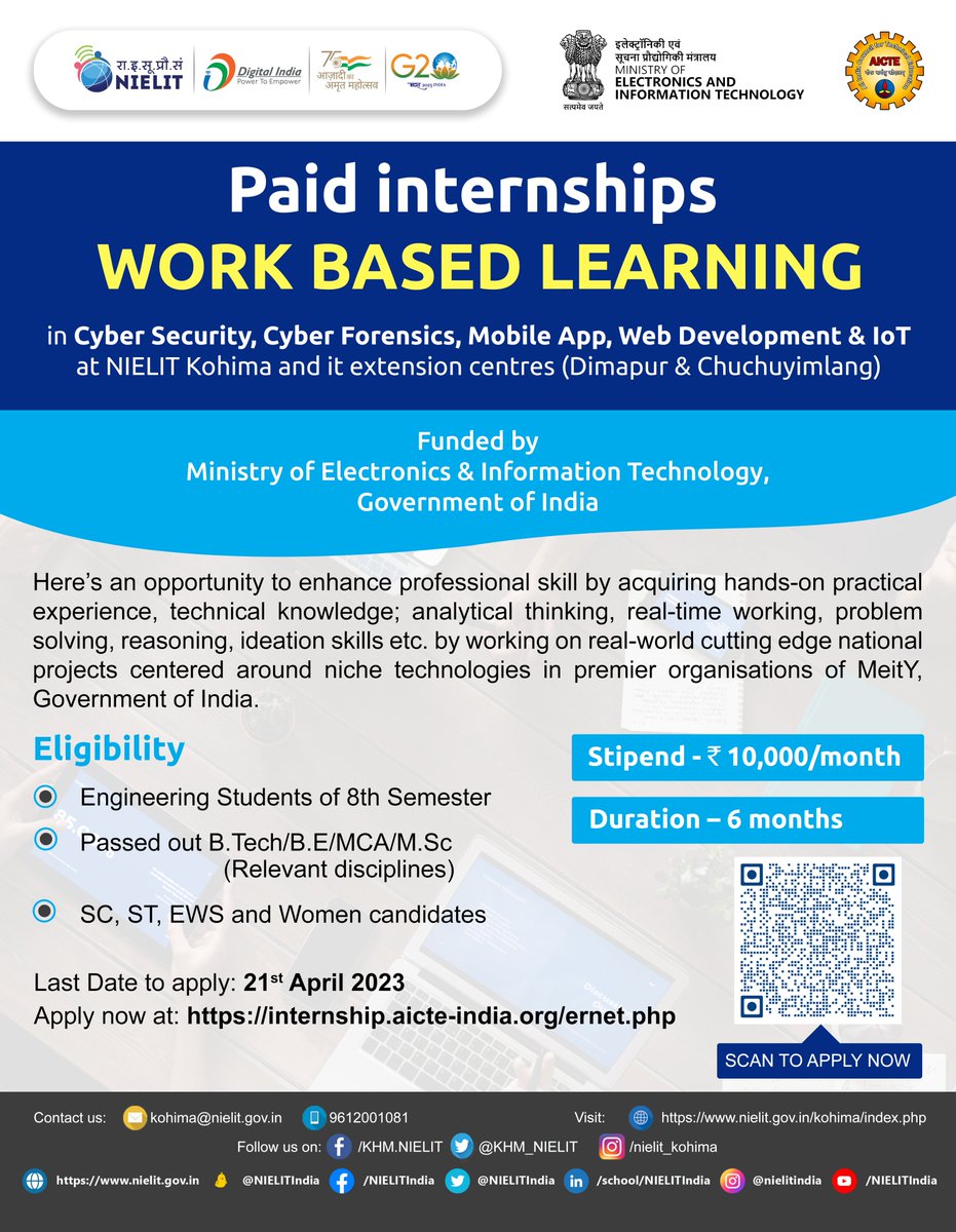 KHM_NIELIT's tweet photo. Here is an opportunity to enhance your professional skills in emerging technologies. @NIELITIndia @GoI_MeitY  @Dimapur_Nielit @CHU_NIELIT https://t.co/VsAdxMdMKq