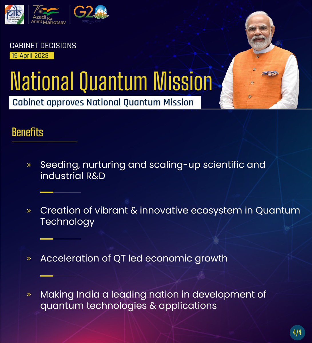 DG_PIB's tweet image. #Cabinet approves National Quantum Mission to accelerate Quantum Technology led economic growth and leverage #India into a leading nation in the sector