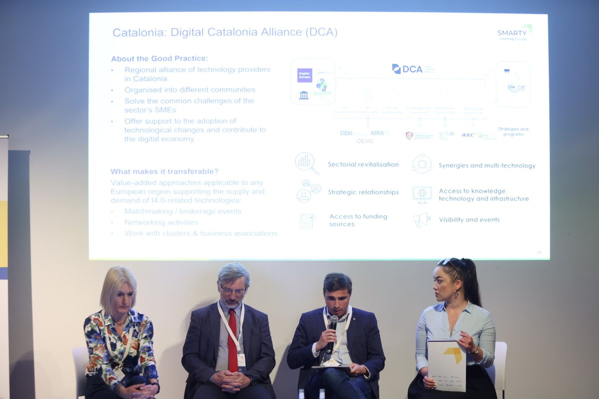 SMARTY_EU's tweet photo. It's inspiring to hear from Lorna Vatta (Gate 4.0), Blanka Zienkiewicz (Marshal's Office of the
Mazowieckie Voivodeship in Warsaw), Igor Kovač (@SRIP_ToP), and Jordi Daura (@dca_cat) on the SMARTY Good Practices panel. https://t.co/pJ7Ie3Lsoj