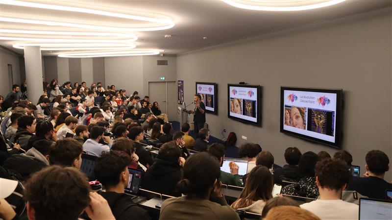 IIMparis's tweet photo. La GG Méta Week, c'est cette semaine 💻🌌

La promo 2026 en Creéation &amp; Design et Coding &amp; Digital Innovation vont créer un élément interactif ensemble pour le métaverse 🙌🧡

L'event est réalisé en partenariat avec @TheSandboxGame , @AdobeFrance , @newenstudios et @talan_fr https://t.co/YpaJHWoJIu