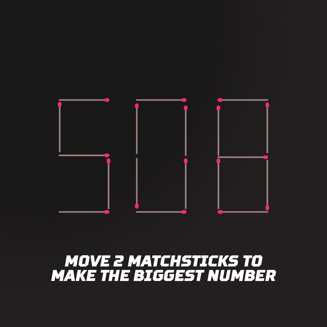 Stepnofficial's tweet photo. Get ready to flex your brain muscles with this brain teaser!🧠 

What is the largest number you can do by moving 2 matchsticks below 🤔 

Draw your answer in the comments👇 

#STEPN https://t.co/oXXSJQq8Ma