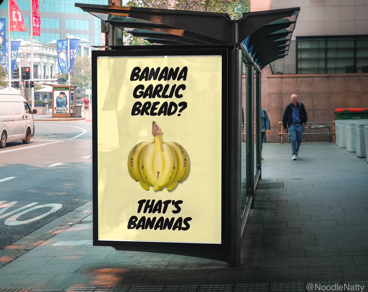 One Minute Brief of the Day:
Create posters to advertise our brand-new invention…Banana Garlic Bread.
🍌🧄🍞 #NationalGarlicDay & #NationalBananaDay
@OneMinuteBriefs