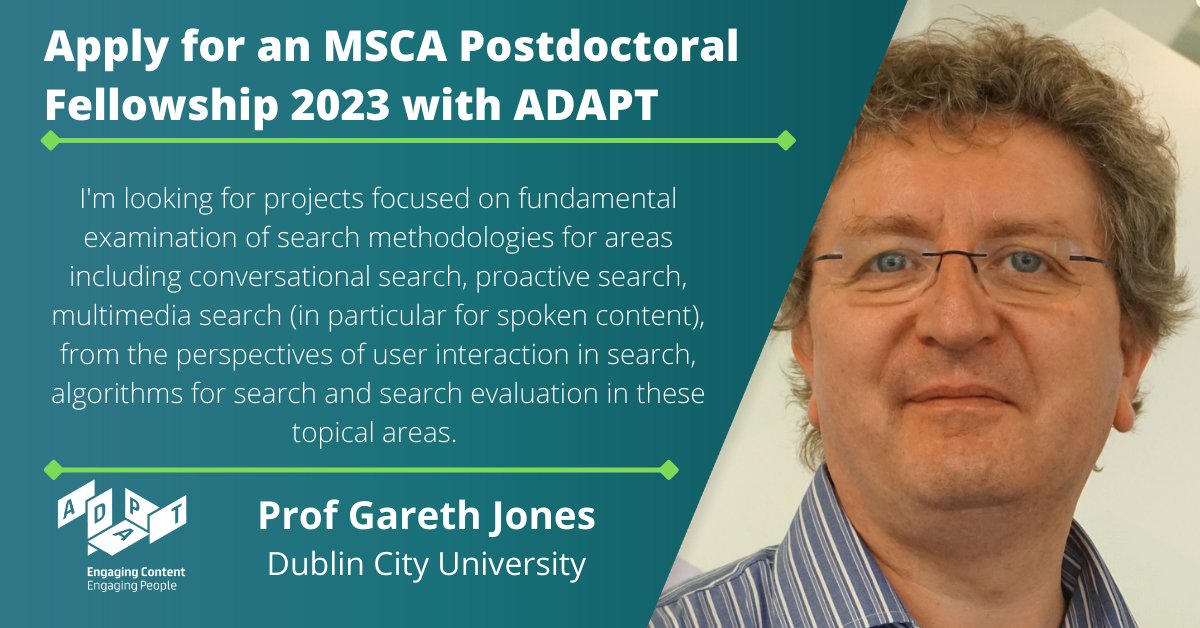 AdaptCentre's tweet photo. 📢ADAPT is excited to invite expressions of interest for the #competitive &amp; #career #enhancing 2-year European #Postdoctoral #Fellowships, a #HorizonEurope @MSCActions.

Find out more: https://t.co/qUKNyo5BUZ

Please share 🙏

#search #informationretrieval #conversationalsearch https://t.co/Oyqgewn9XR