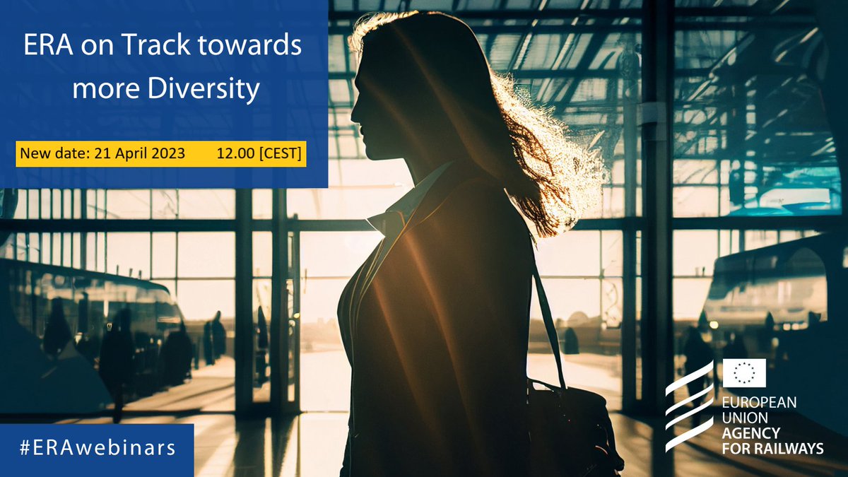 ERA_railways's tweet photo. How is the Agency planning to foster #gender equality and to help closing the gender gap in #railways? ๐
Discover it in our #webinar on 21 April at 12.00 CEST ๐https://t.co/X46mYnczza
#ERAwebinars #womenintransport @RAIL_STAFFER https://t.co/P8fE4TXglX