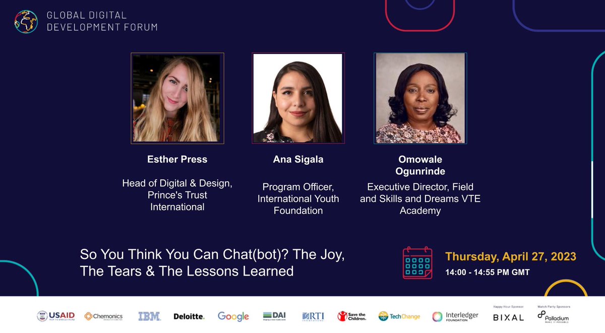 estlepress's tweet photo. Looking forward to being part of this panel on #chatbots for #development @TechChange Global Digital Development Forum https://t.co/K1Kbo8Htnh