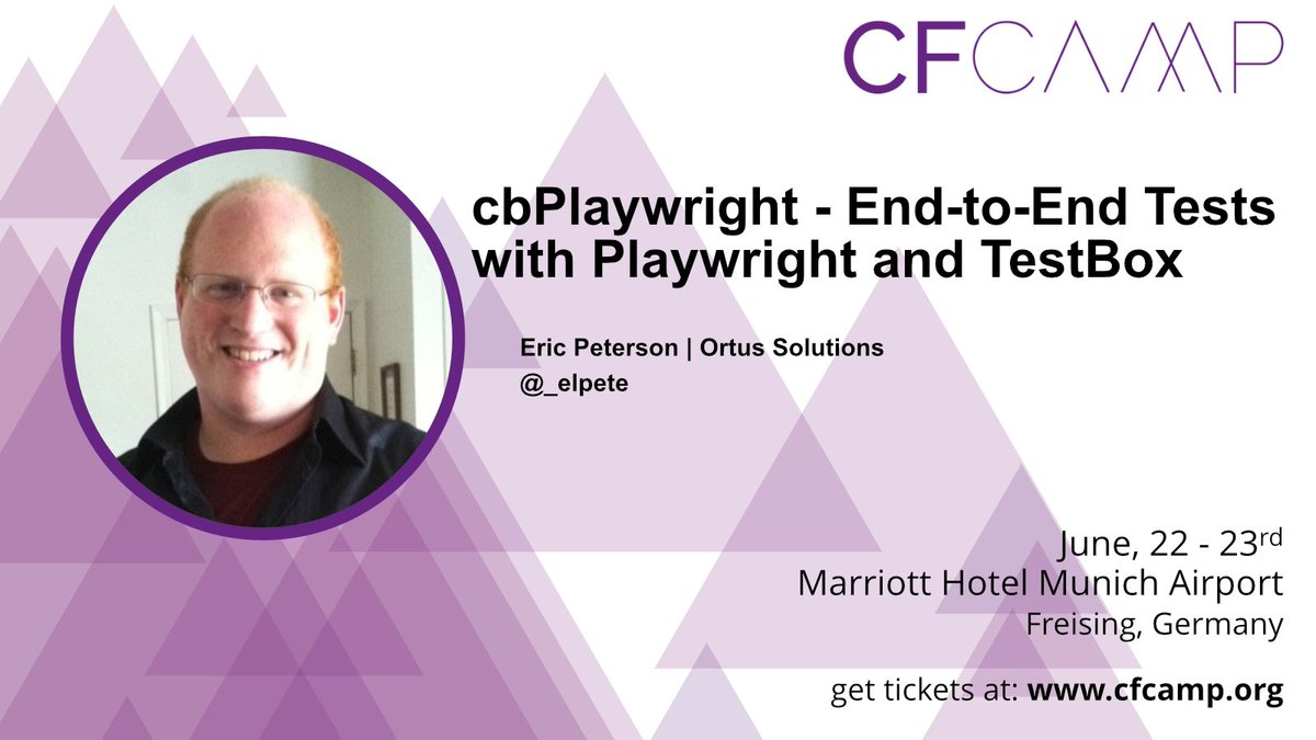 cbPlaywright - End-to-End testing with Playwright and TestBox.
with <a href="/_elpete/">Eric Peterson</a> from <a href="/ortussolutions/">Ortus Solutions</a> 

see all sessions on cfcamp.org/sessions.html