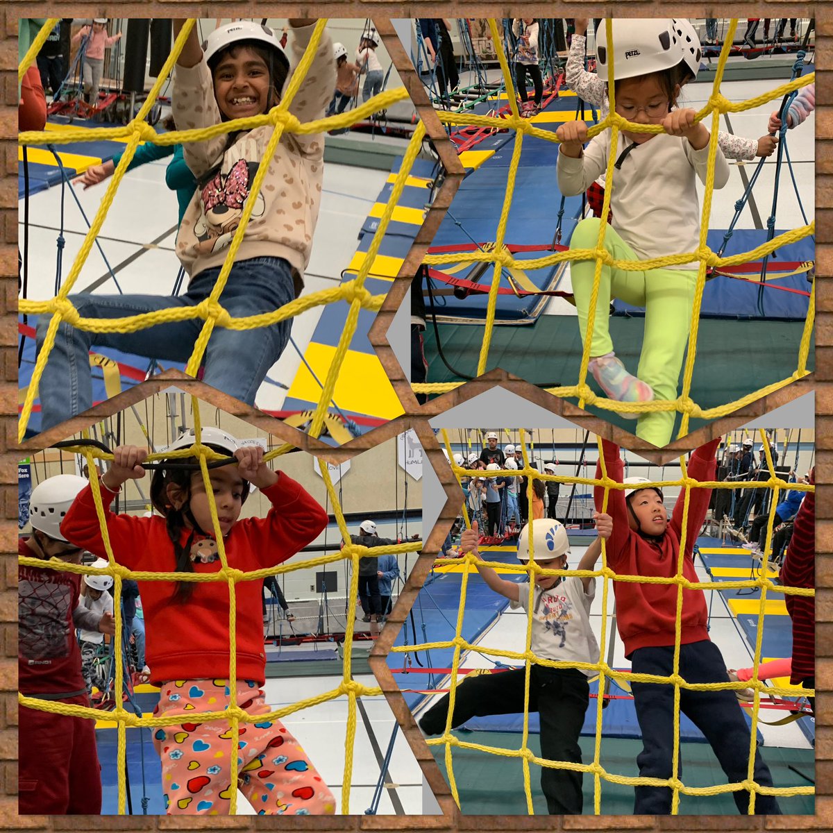 wonderandgrow's tweet photo. The ‘yellow net’ was very challenging! We had to use every part of our body, including our brains to encourage ourselves, cheer each other on and believe in our own strength and determination. #buildingidentity @EllengalePS https://t.co/EVtM6gBmTS