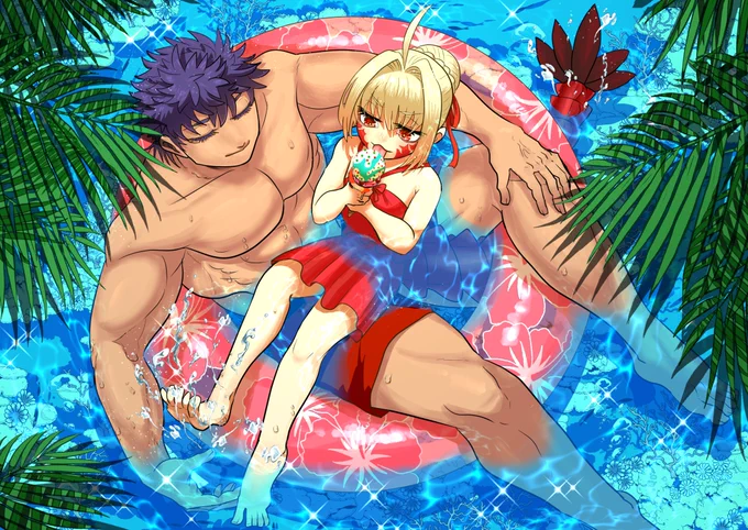 丹下さんと鶴岡さんがアーケードコラボ開幕記念放送に出るので喜びのネロとカリギュラ絵再掲 ドラコー実装祈願 #FGO 