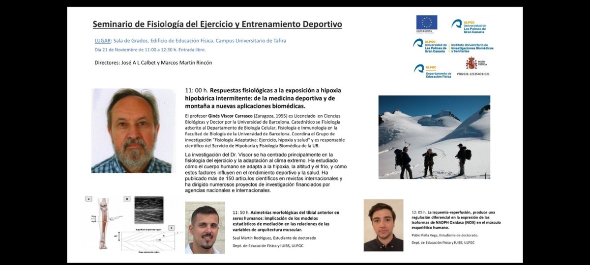 ULPGC Human Performance Research Group (@grhefs_ulpgc) on Twitter photo Nos complace invitarles al seminario que celebraremos este viernes en el <a href="/iUIBS_ULPGC/">iUIBS_ULPGC</a> sobre Fisiologia del Ejercicio y Entrenamiento Deportivo.
De vital importancia para los estudiantes del Grado en Ciencias de la Actividad Física y el Deporte por la novedad de los contenidos Nos complace invitarles al seminario que celebraremos este viernes en el <a href="/iUIBS_ULPGC/">iUIBS_ULPGC</a> sobre Fisiologia del Ejercicio y Entrenamiento Deportivo.
De vital importancia para los estudiantes del Grado en Ciencias de la Actividad Física y el Deporte por la novedad de los contenidos