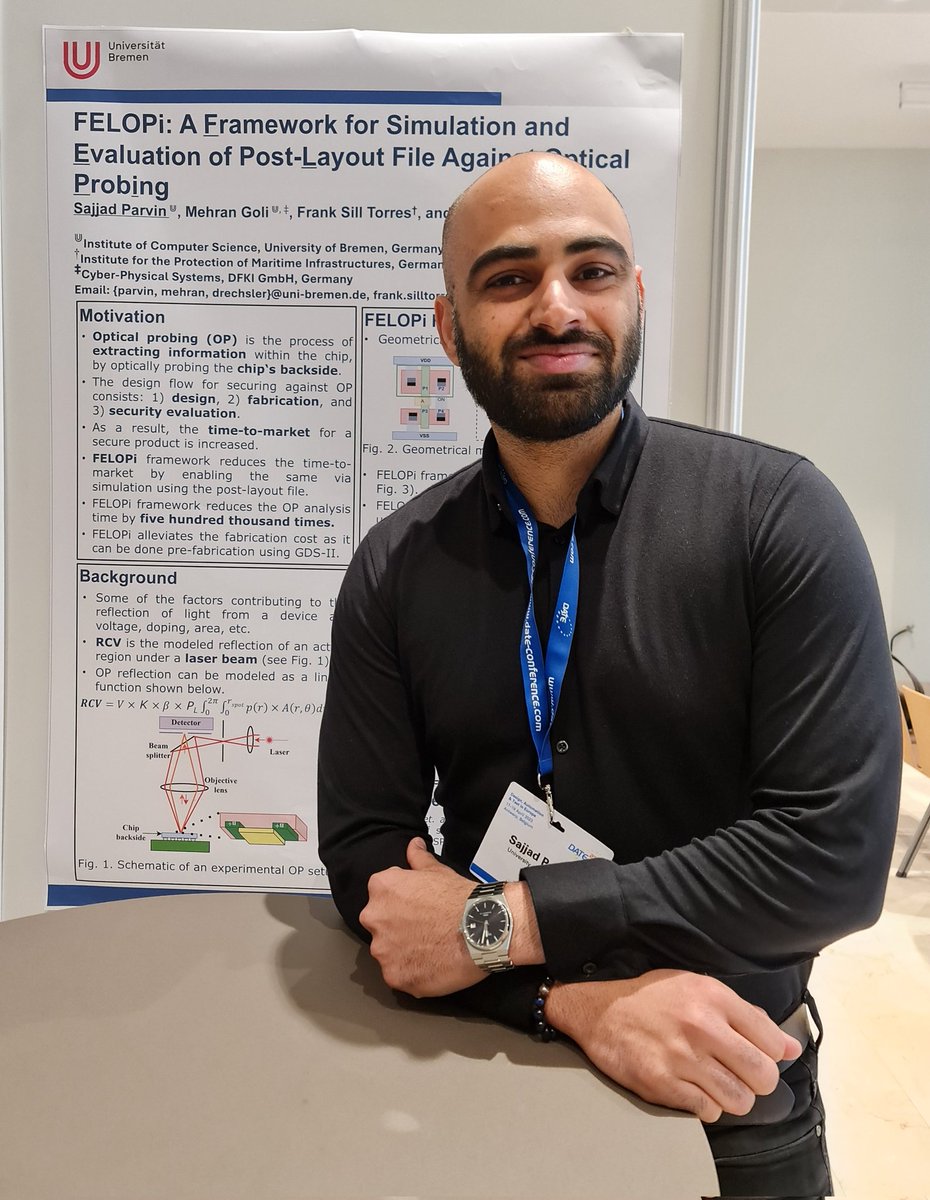 Rolf Drechsler (@rolf_drechsler) on Twitter photo #DATE2023 - Sajjad Parvin from <a href="/agra_uni_bremen/">AGRA Uni Bremen</a> presenting on #FELOPI
at <a href="/DateConference/">DATE Conference</a>
@UniBremen <a href="/SstuParstu/">Sajjad Parvin</a> #security #CyberSecurity #OpticalProbing #DATE2023 - Sajjad Parvin from <a href="/agra_uni_bremen/">AGRA Uni Bremen</a> presenting on #FELOPI
at <a href="/DateConference/">DATE Conference</a>
@UniBremen <a href="/SstuParstu/">Sajjad Parvin</a> #security #CyberSecurity #OpticalProbing