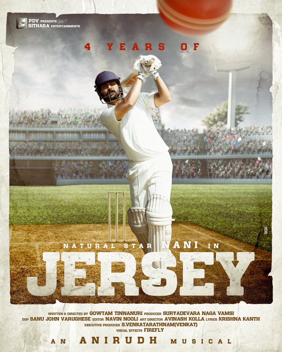 Tribute poster for 4 Year's of Nani's #Jersey 🥺🤍
@NameisNani @ShraddhaSrinath @anirudhofficial @DVVMovies @SitharaEnts #Jersey #Nani #AnirudhRavichander 
#4yearsofclassicjersey #4yearsofJersey