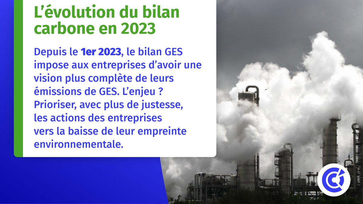 🟢 [#Environnement]  : Depuis le 1er janvier 2023, un décret impose d’élargir la comptabilité #carbone à l’ensemble des #émissions indirectes. Plus d'infos avec l'<a href="/ademe/">ADEME</a>, partenaire du réseau #CCI 👉🏻 bit.ly/40hBixb #EGS #EnR