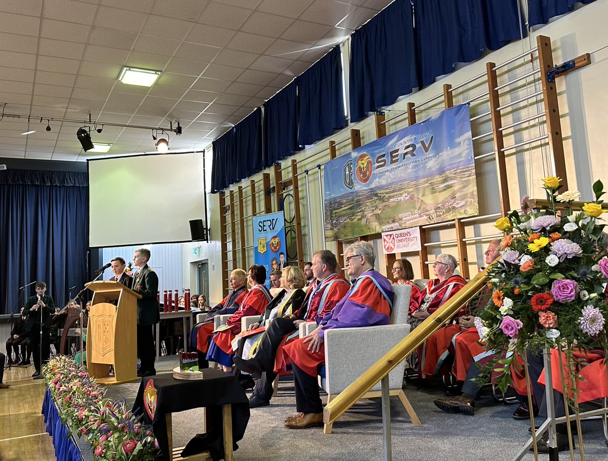 CArchibald_SF's tweet photo. Very special occasion as the new Shared  Education Campus in Limavady is officially opened this morning by Chancellor of @QUBelfast, Secretary @HillaryClinton and honorary degrees awarded to the school’s principals &amp; ex principals of @stmaryslim &amp; @limavadyhigh 🎓 https://t.co/2WCKor2TH4