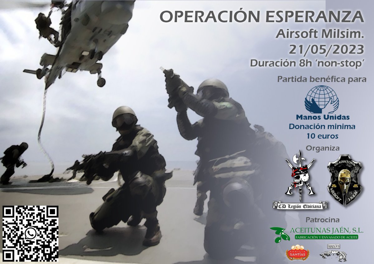Airsoft_Jaen's tweet photo. ¡Bienvenidos a una oportunidad única para hacer una diferencia en la vida de muchas personas! Estamos emocionados de anunciar una partida benéfica que tendrá lugar el próximo 21 de Mayo en Las Canteras, y estamos buscando jugadores apasionados y solidarios para unirse a nosotros https://t.co/wycjeVXBCv